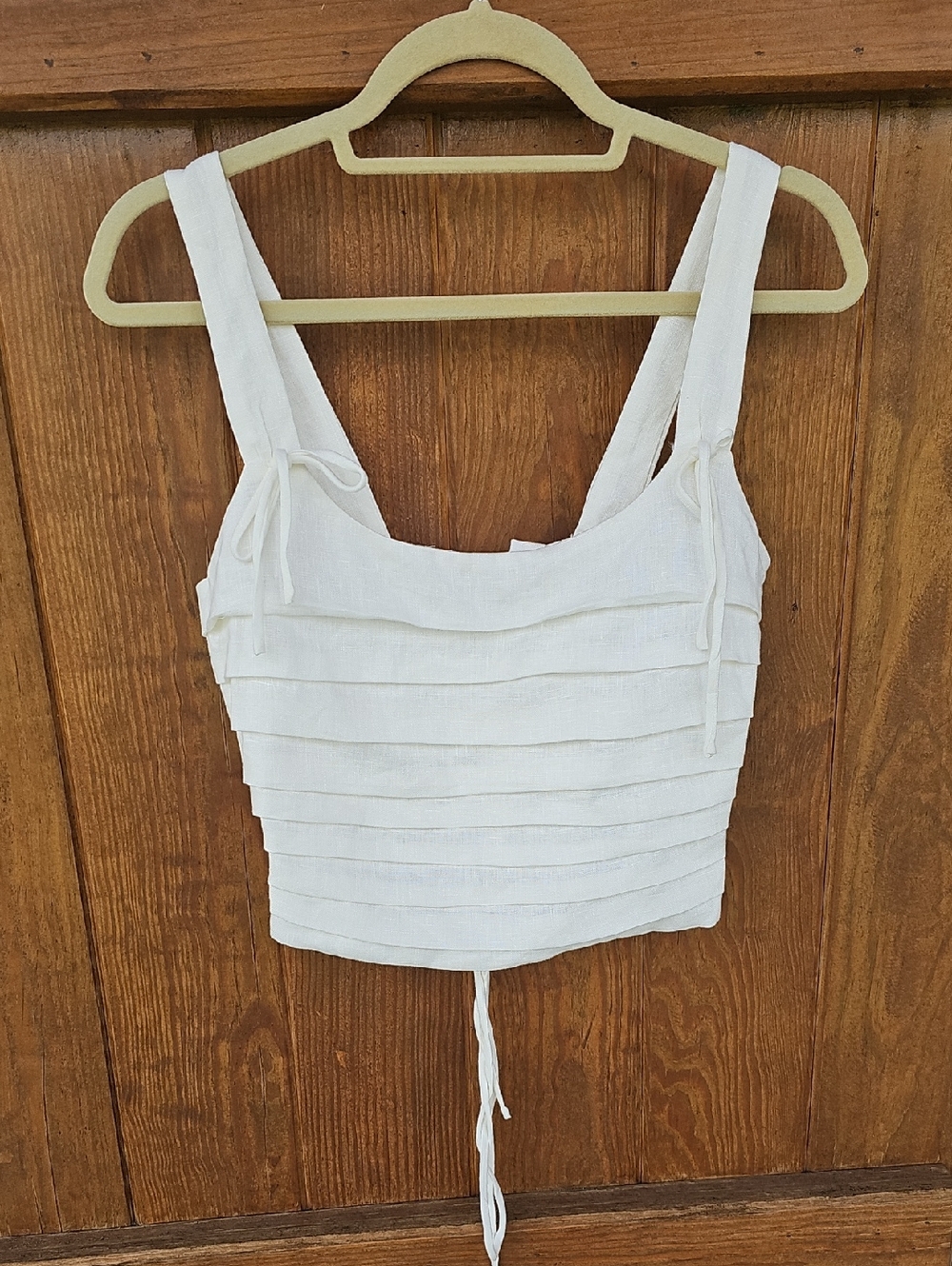 Lulu's White Tiered Corset Back Linen Top